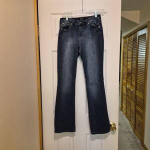 Earl Jean Slim Bootcut Jeans Size 8 - Dark Wash Rhinestone Embellished Pockets